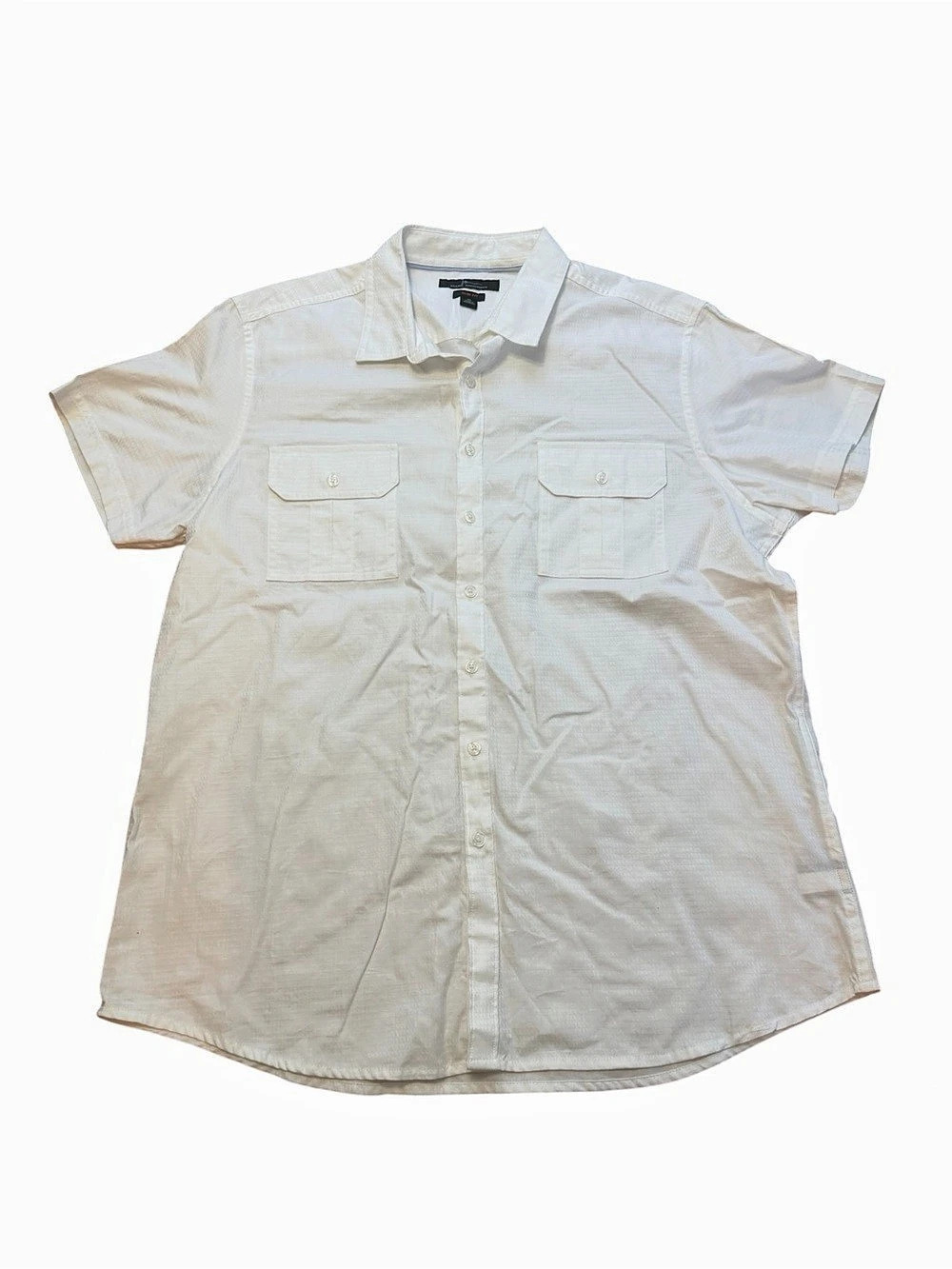 Marc Anthony Shirt Mens XL White Short Sleeve Button Up Slim Fit 100% Cotton